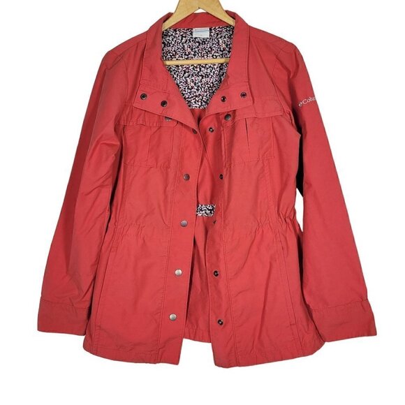 Columbia Women's Cinch Waist Light Weight Pocket Button Pink Jacket Size M - Picture 1 of 16